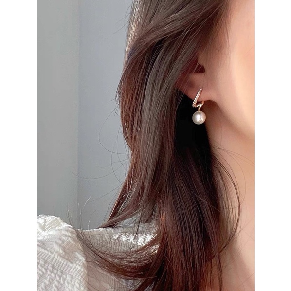 Bông tai đá  ngọc trai nhân tạo