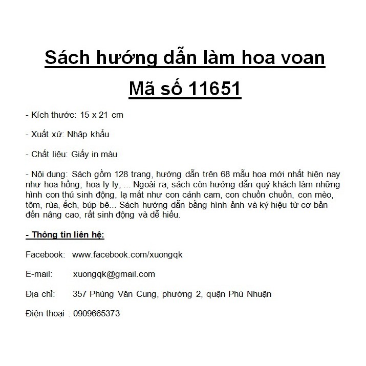 Nghệ thuật làm hoa voan - Mã số 11651