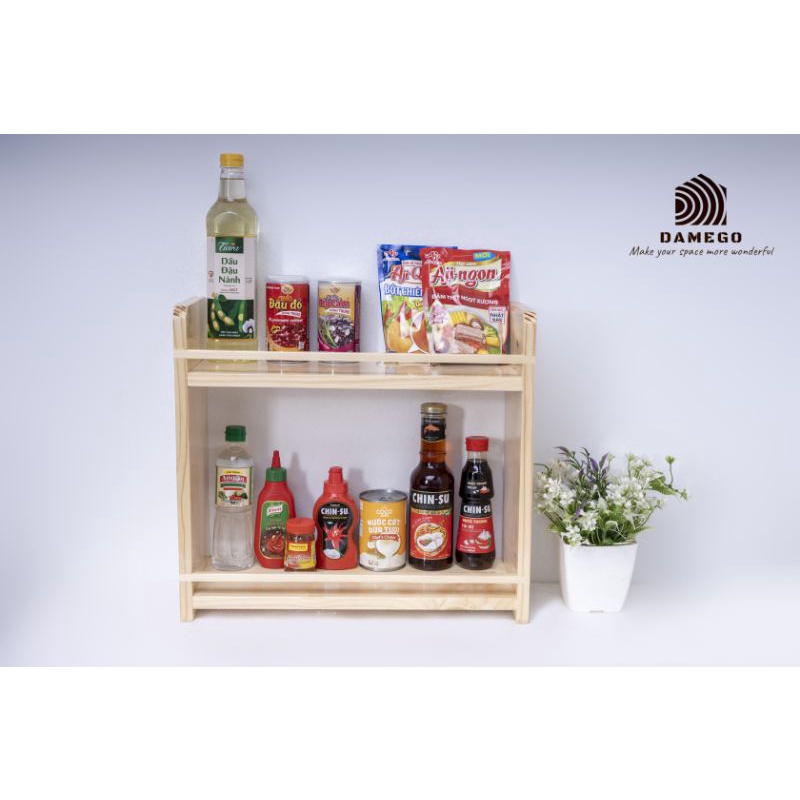 kệ gia vị, kệ gỗ đa năng gỗ thông cao cấp