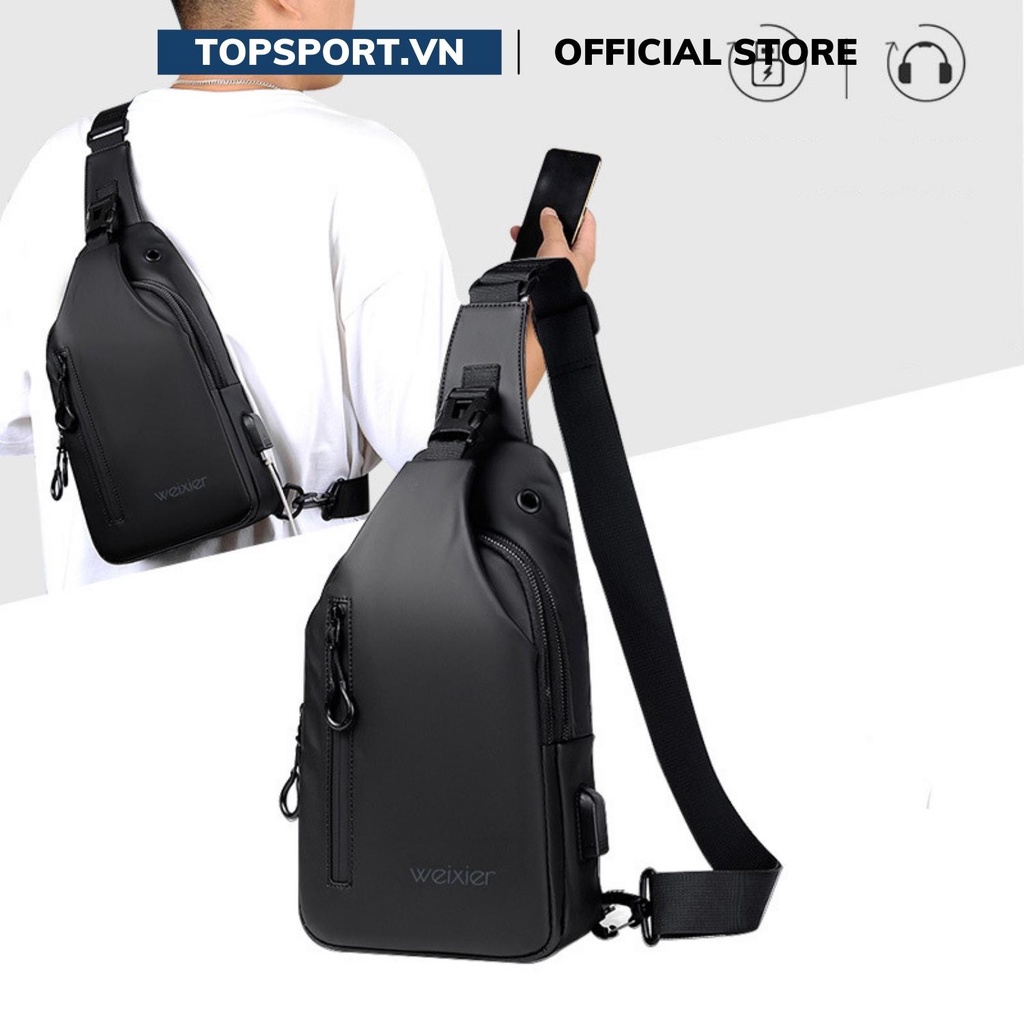 Túi Đeo Chéo Nam Nữ Mini Bag Chống Nước, Túi Đeo Vai Chéo Có Cổng Sạc USB SPORTME