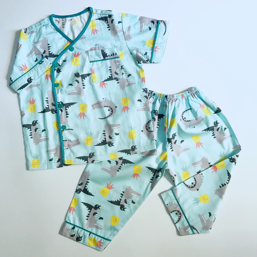 Bộ mặc nhà phối viền vải cotton hút mồ hôi hình Thú nhiều mẫu 10-40kg