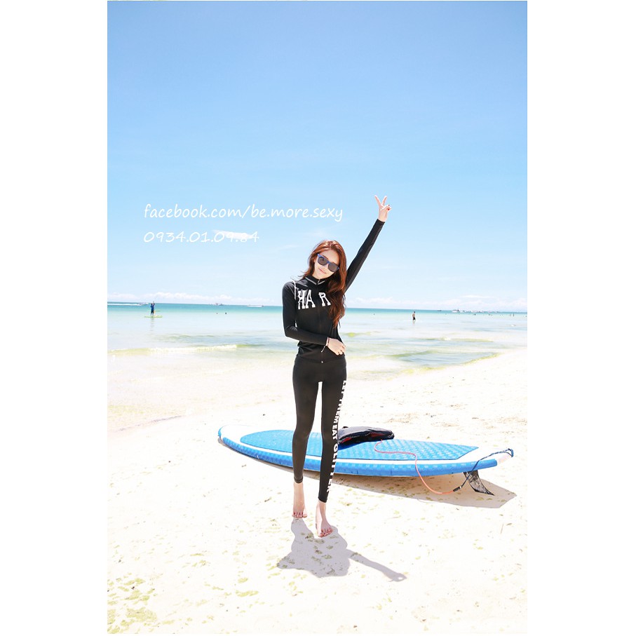 Đồ bơi dài tay Hàn Quốc áo khoác đen haru | BigBuy360 - bigbuy360.vn