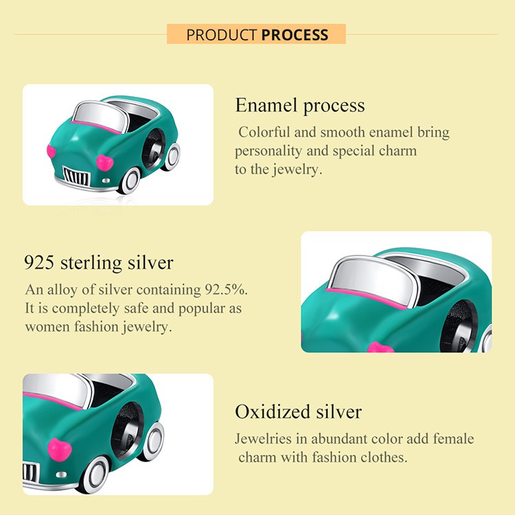 Hạt trang sức Bamoer SCC1973  bạc 925 chỉnh được hình dạng dùng làm phụ kiện vòng tay thời trang DIY