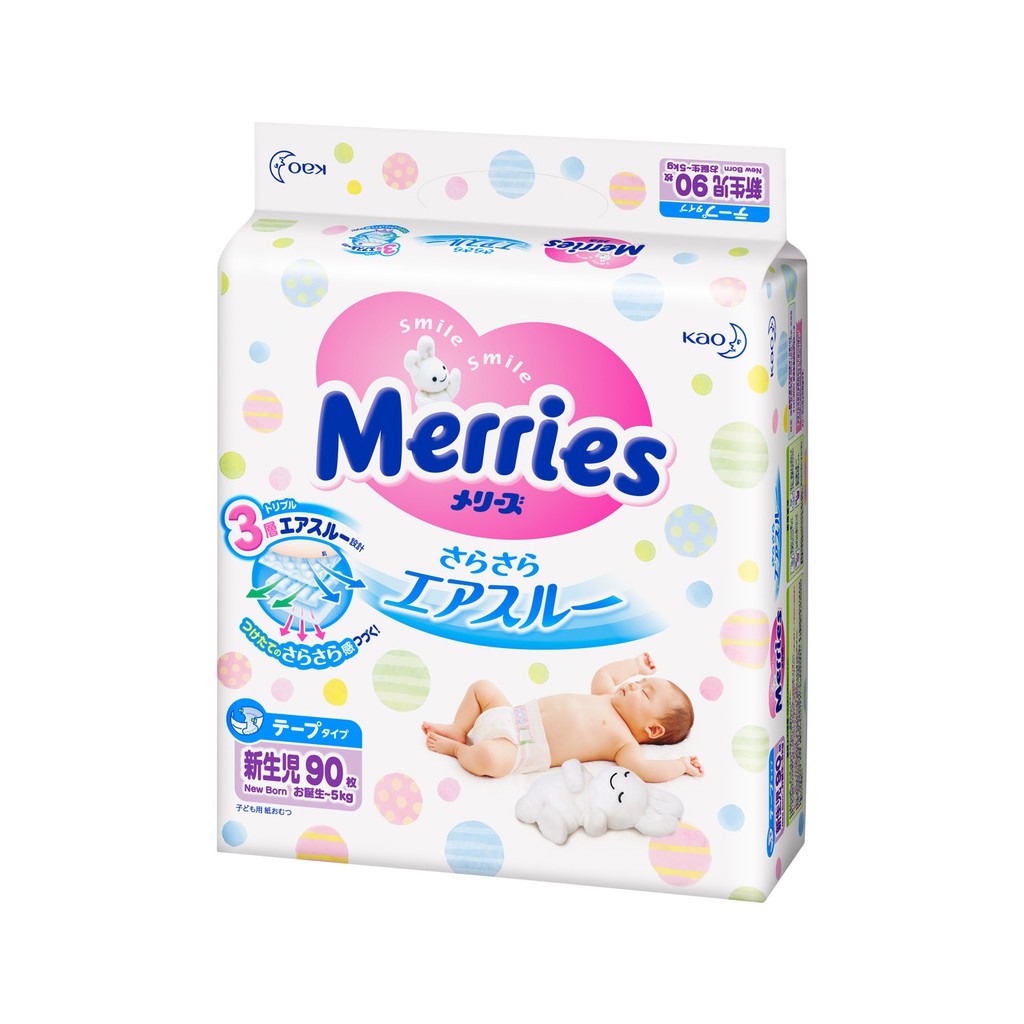 Bỉm dán Merries size Newborn 90 miếng ( dưới 5kg)