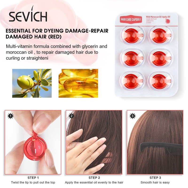 Set 6 viên tinh chất SEVICH giúp phục hồi và nuôi dưỡng tóc hư tổn chứa thành phần vitamin hiệu quả