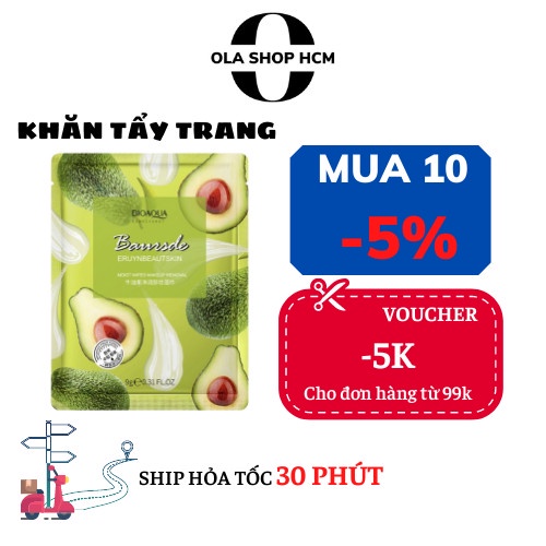 Khăn tẩy trang cấp ẩm và kiềm dầu trái bơ BIOAQUA