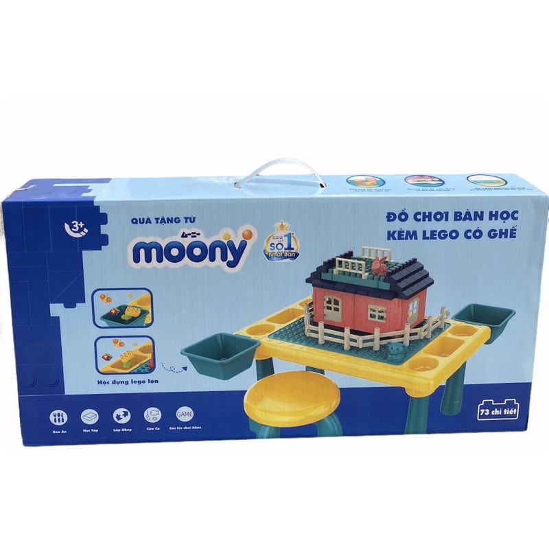 Bộ đồ chơi  bàn học  kèm  Lego có ghế( quà Moony)