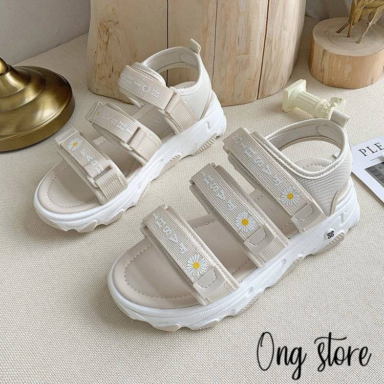 Sandal nữ đi học 5 phân , Dép quay hậu nữ hoa cúc