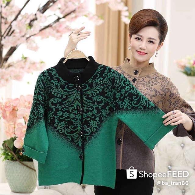 Áo khoác len ngoài người cao tuổi mới năm nay.Sz:L-4XL