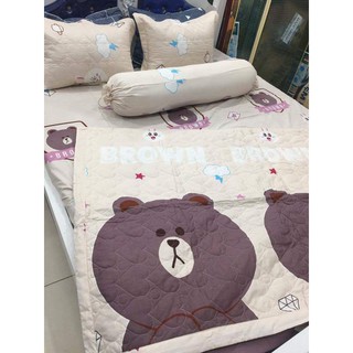 Bộ 1 ga 1m6 x 2m 2 vỏ gối nằm 1 vỏ gối ôm poly cotton mẫu hoạt hình