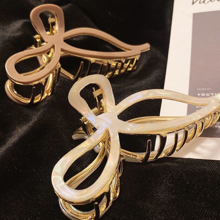 Kẹp Tóc Kim Loại Đính Nơ Sau Lưng Thời Trang Thu Đông Dành Cho Nữ Có Size Lớn