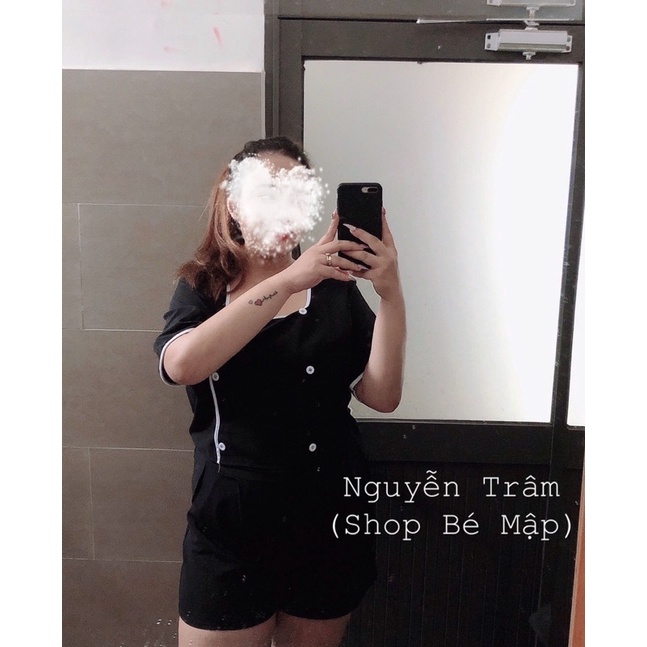 Set Áo Croptop Viền Trắng Quần Short Ống Rộng BigSize 65-87Kg [Hình Thật Chính Chủ]