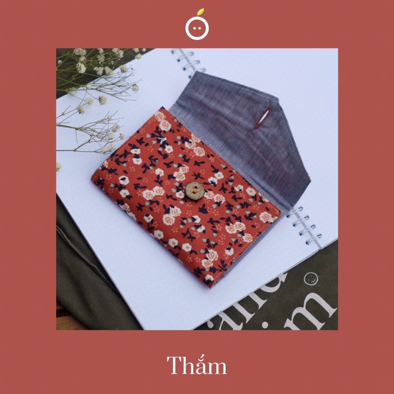 Ví Handmade "𝐓𝐡𝐚̆́𝐦" chất liệu Kate Thô Hàn/Họa tiết Hoa nhí/Phong cách Vintage/Nhỏ gọn, đựng được CMND, thẻ ATM