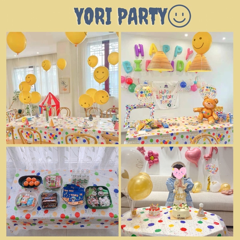 Khăn Trải Bàn Bong Bóng Trang Trí Sinh Nhật Sử Dụng 1 Lần Tiện Lợi - Yori Party