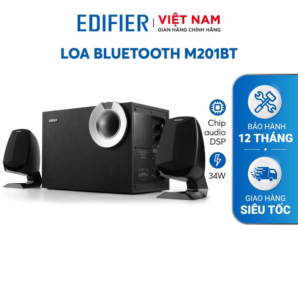 Loa Bluetooth 5.0 EDIFIER M201BT Wireless | Âm thanh nổi Stereo | Công suất 34W | Vỏ gỗ chống dội âm | Bảo hành 12 tháng