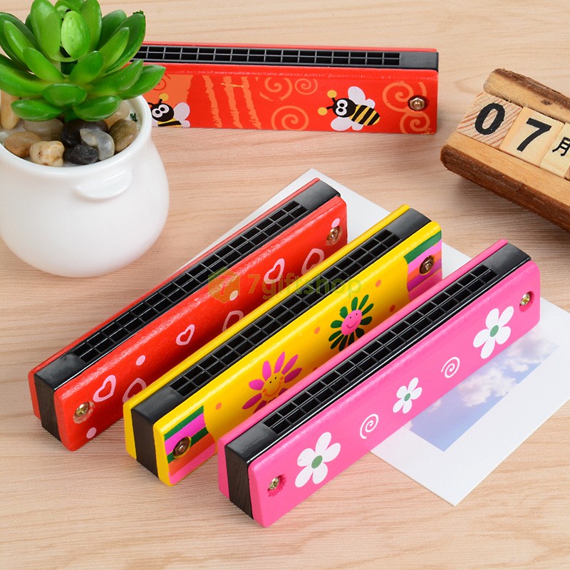 [Quà Tặng] Kèn Harmonica Babysing 16 Lỗ Chất Liệu Gỗ Hoạ Tiết Hoạt Hình Cho Bé  - Miwako Việt Nam