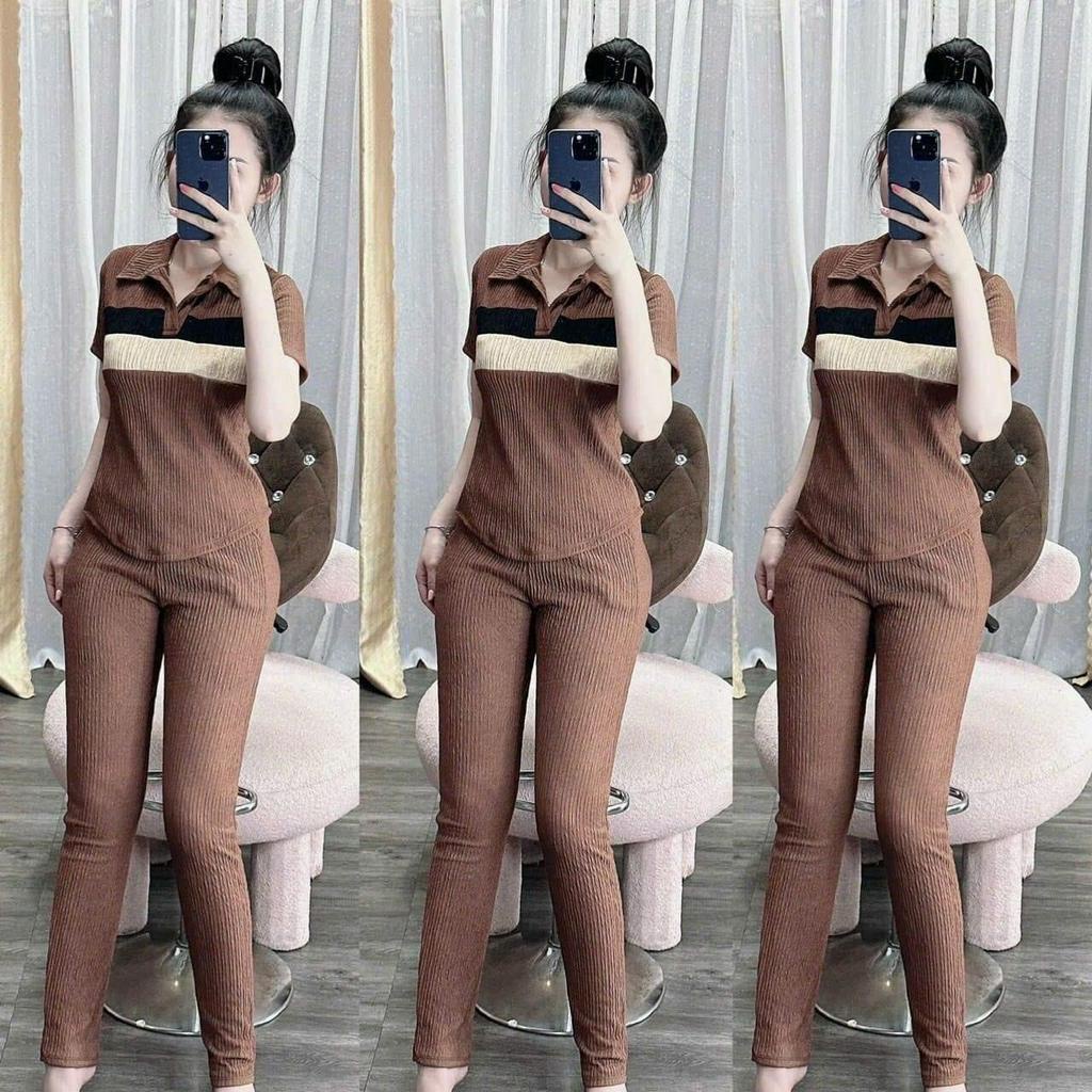 sét bộ xốp thái dài áo cổ bẻ ngắn tay