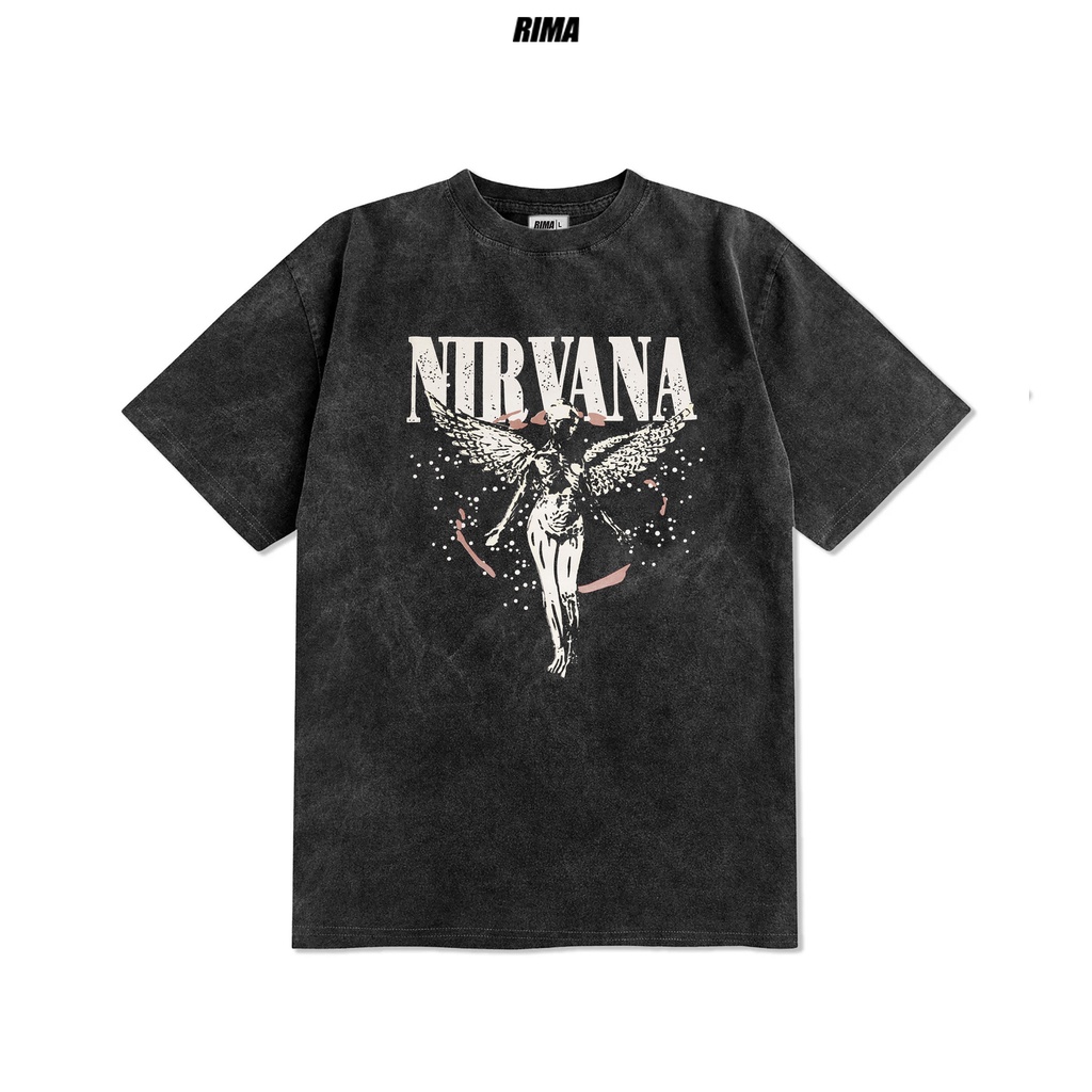 Áo Thun Tay Lở NIRVANA Phông Rộng Nam Nữ Unisex Cotton Cao Cấp Đẹp Freesize Hình Trắng Đen Xanh Navy Họa Tiết RIMA