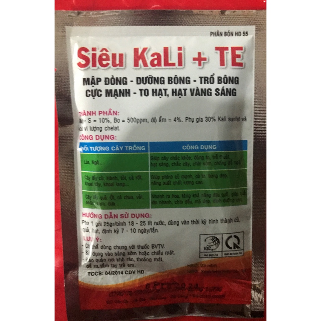 Siêu kali + TE thơm lúa cưng cây, chống đổ ngã siêu trổ thoát chắc hạt to hạt