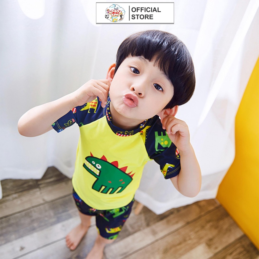 Bộ Đồ Bơi Sport kidsCho Bé Trai In Hình Khủng Long Cho Bé Trai 3-10 Tuổi Chất Thun Co Giãn Thoải Mái