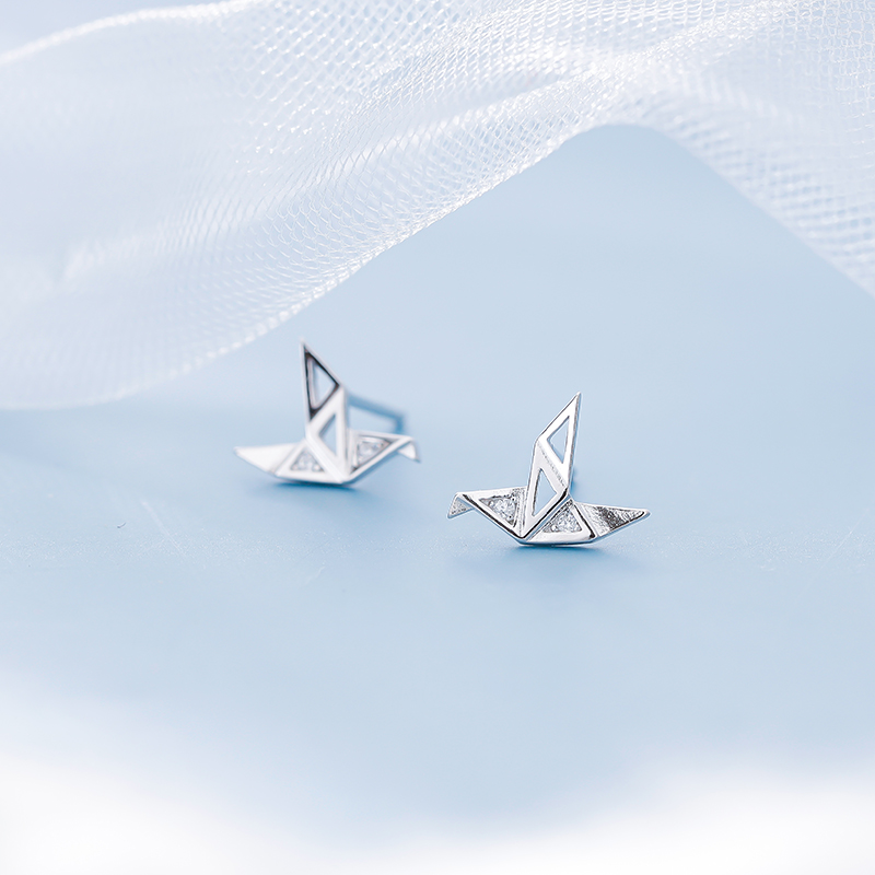 Bông Tai Bird Crystal Earrings Simple Korea Women Girl Thousand Paper Cranes Party Earring Jewelry Gift Accessories