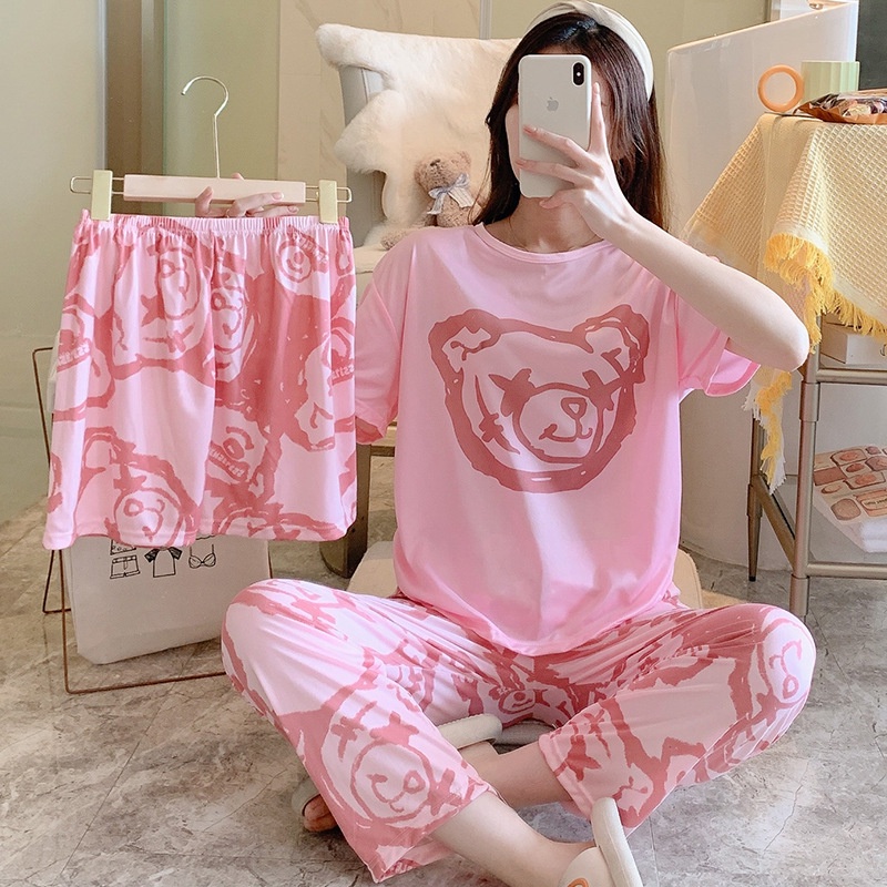 Đồ bộ nữ big size quần dài 50-70Kg mặc nhà bộ ngủ nữ in hình dễ thương cute TOZZO SET3