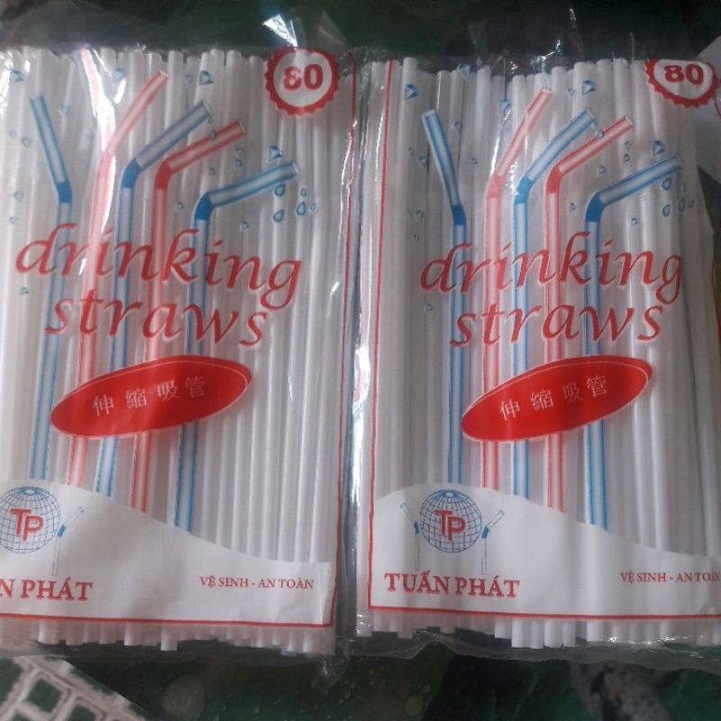 ống hút trắng cong cao cấp ( 1 gói 80 ống)