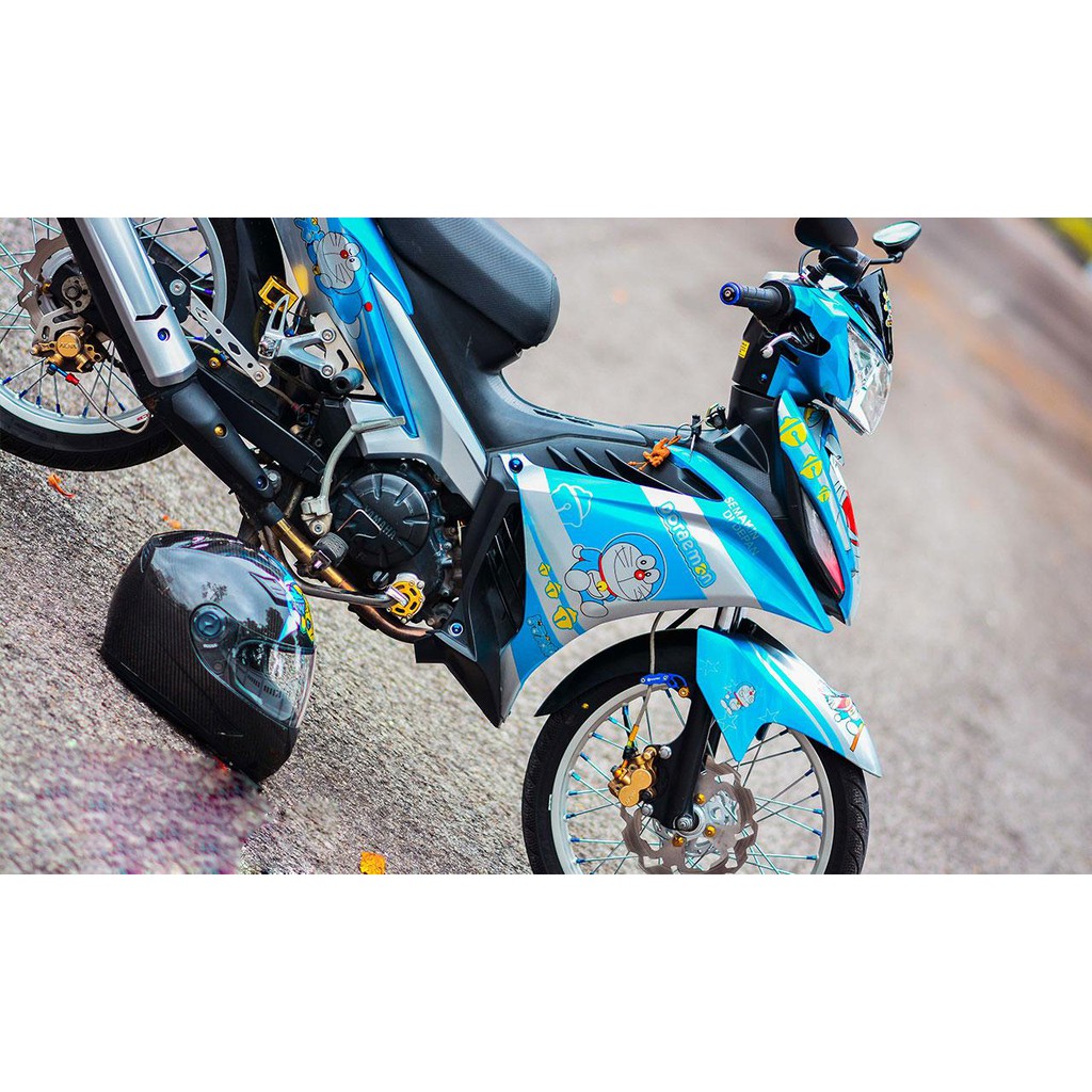 Tem trùm exciter 135 doremon xanh trắng, độ team decal xe ex dán đời 2011-2014