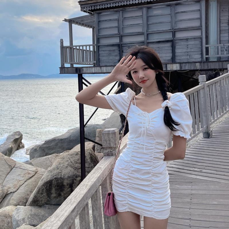 Đầm Ngắn Tay Dáng Ôm Thời Trang Mùa Hè Hàn Quốc Dành Cho Nữ
