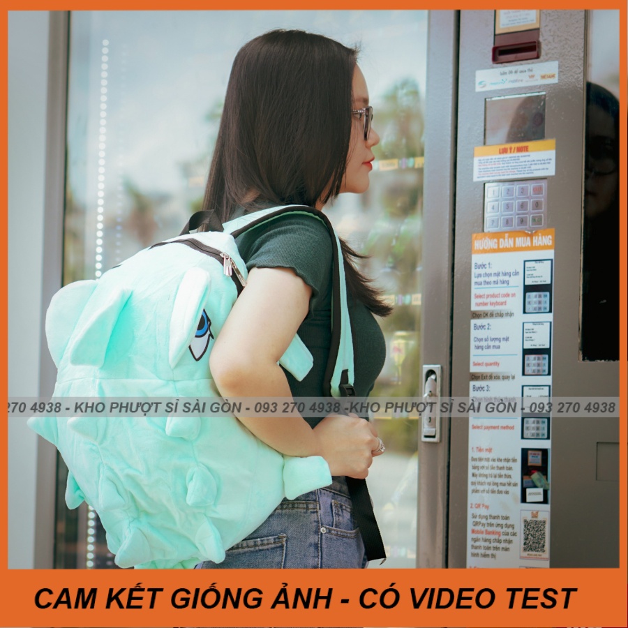 Balo màu xann ngọc bích kiểu khủng long có đuôi kute cho bạn nữ học - Balo tắc kè nhiều màu