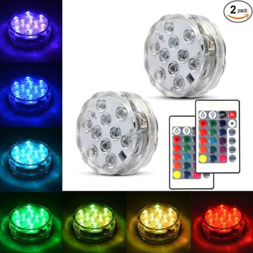 Waterproof IP68 Underwater Light 10 LED Remote Control RGB Diving Light Garden Party Decoration