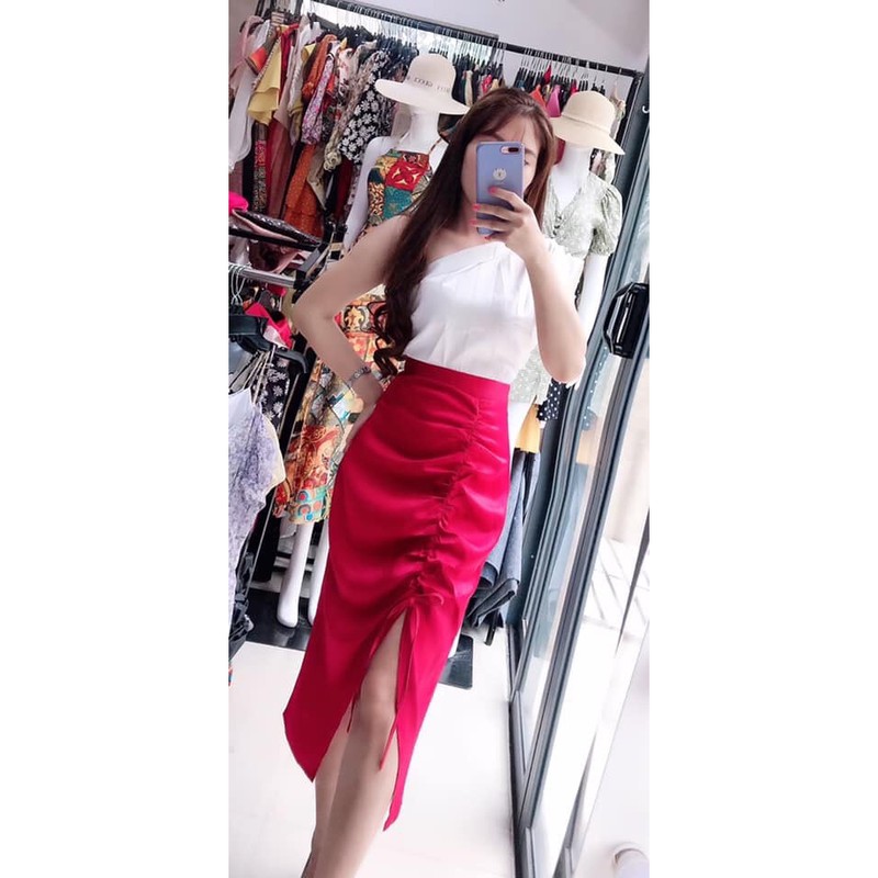 Hình thật - Chân váy lụa rút dây xẻ đùi dáng dài ⚡ FREESHIP ⚡ thiết kế nhiều màu nhiều size chất siêu mát, dày mịn