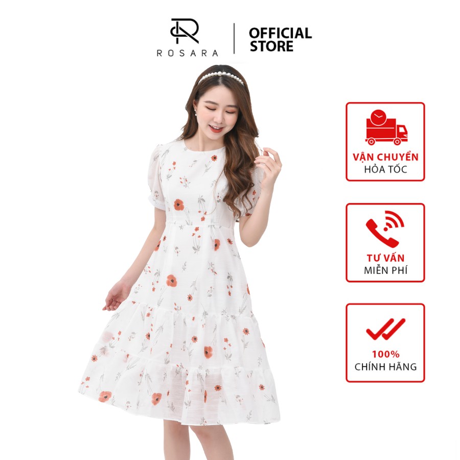 [Mã WABRWA15 giảm 15% đơn 300K] Váy đầm hoa nhí kiểu thời trang nữ dáng xòe tiểu thư Rosara VM25