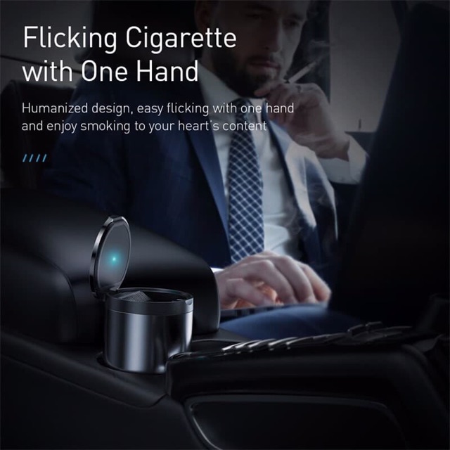 Baseus Portable Car Ashtray LED Light Cigarette Smoke-Hộp gạt tàn thuốc, giứ mùi thuốc làm sạch trên xe hơi