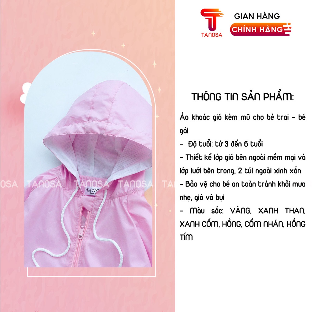 Áo khoác chống nắng, chống gió TANOSA cho bé từ 10-23kg