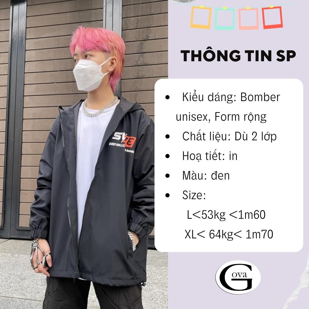 Áo khoác dù SWE LOGO nam nữ form rộng Unisex 2 lớp Chống Nắng Siêu Hot ulzzang Jacket Bomber GOVA
