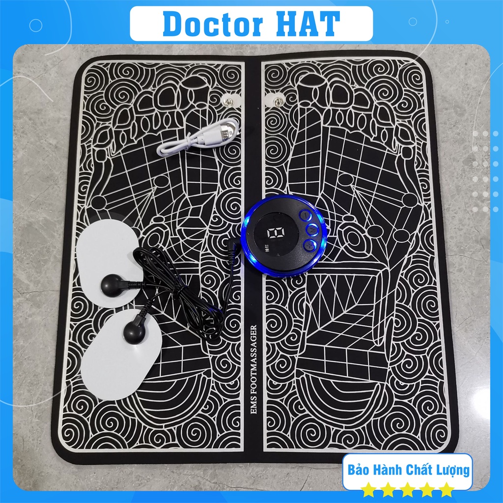 Thảm massage chân có màn hình LED hiển thị kèm MIẾNG DÁN ĐIỆN CỰC trị liệu tại nhà giúp giảm TÊ NHỨC MỎI bàn chân và cơ