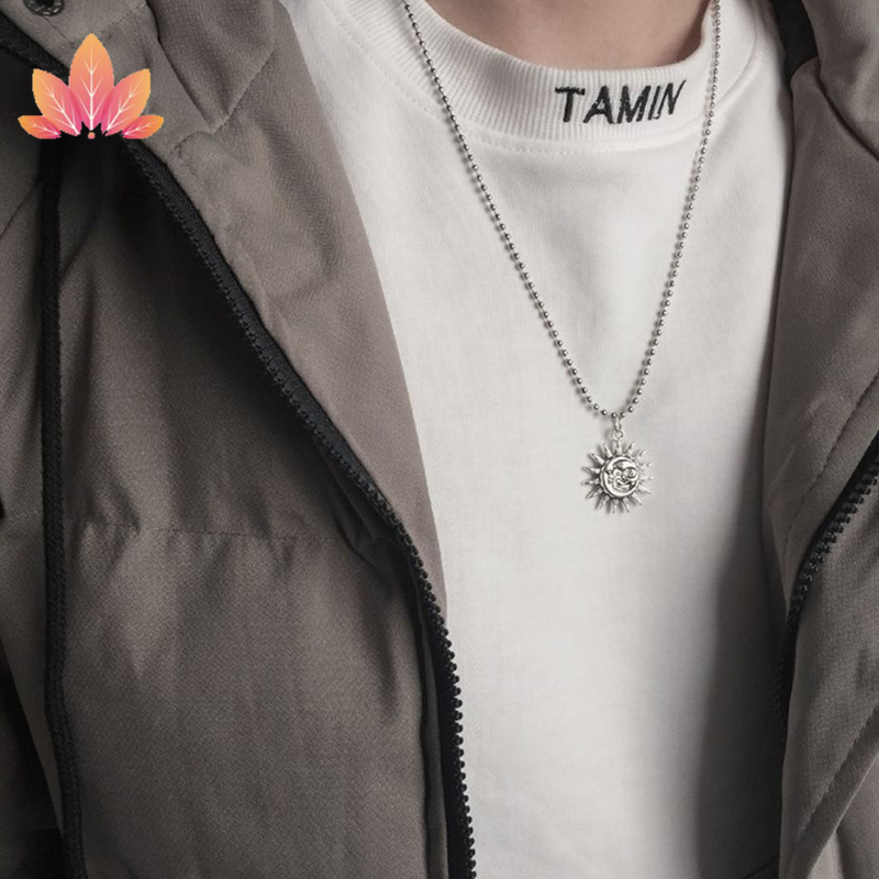 Dây Chuyền Kim Loại Mặt Trăng Mặt Trời Phong Cách Hip Hop