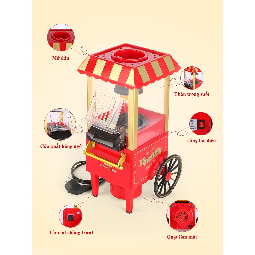 Máy làm bắp rang bơ xe kéo Cổ Điển thế hệ mới - Popcorn machine