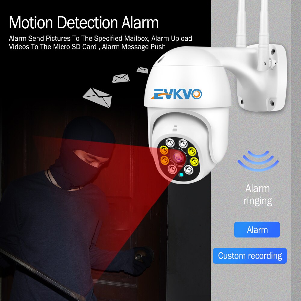 EVKVO - Full Color Night Vision - YI LOT APP 3MP Wireless WIFI IP Camera Outdoor PTZ Speed Dome CCTV Home Security Surveillance Camera