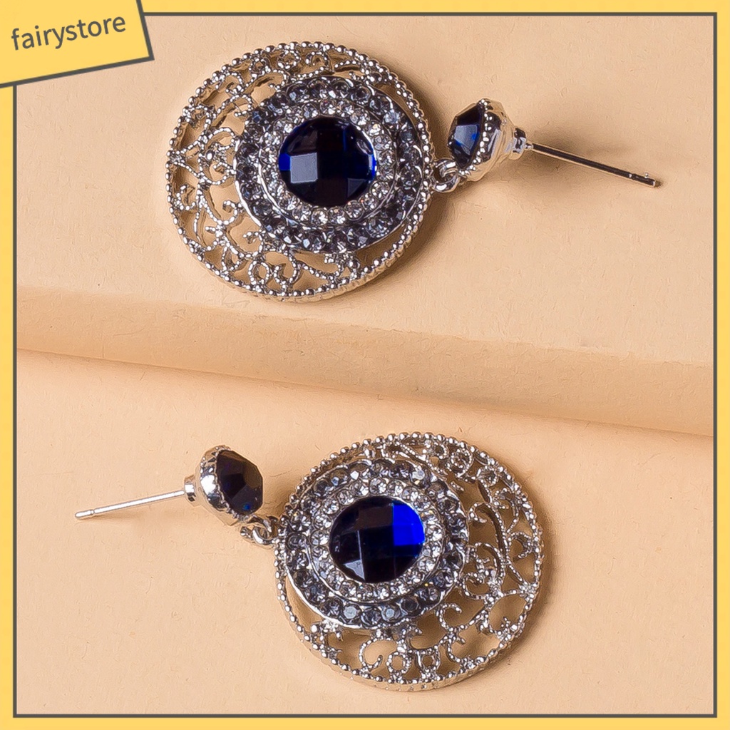 Bông tai hợp kim đính đá kiểu dáng đơn giản