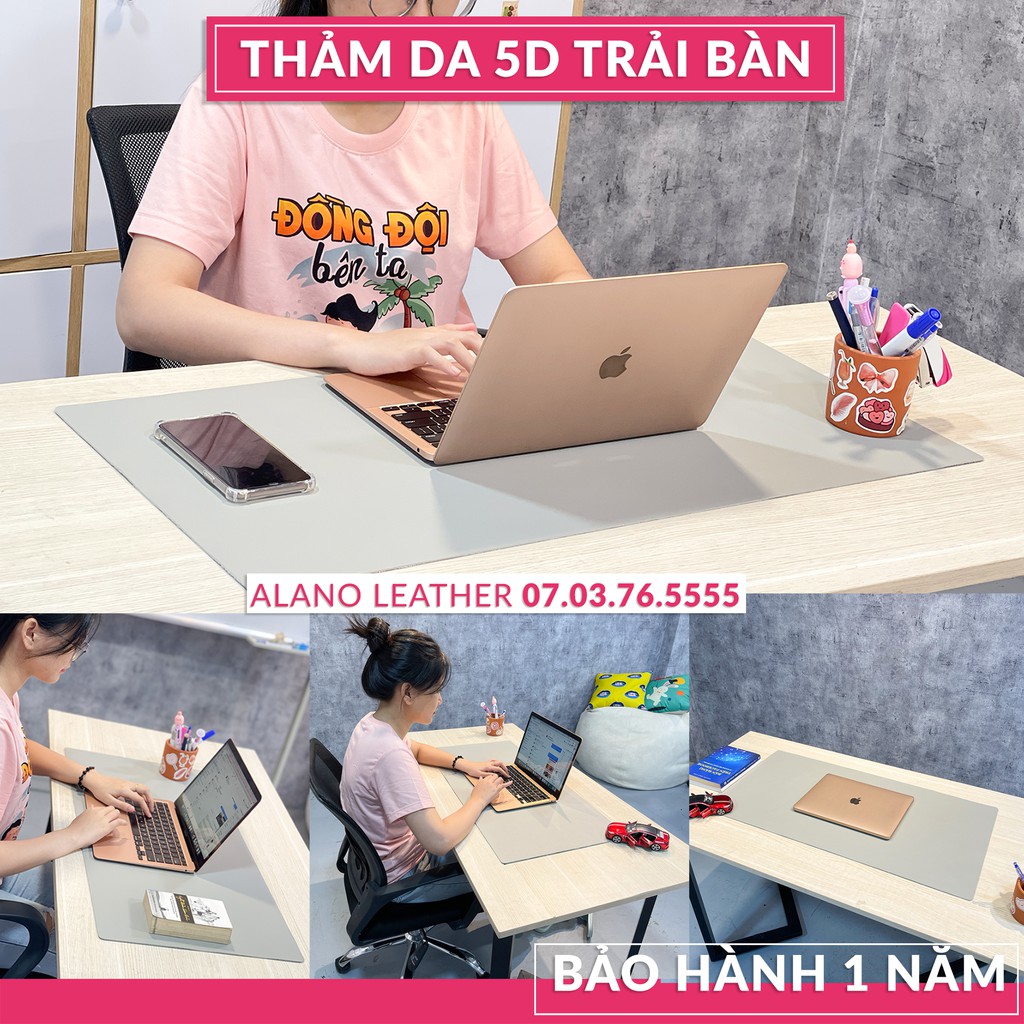 [Hình Thật / Giá Xưởng] Thảm Da Trải Bàn 5D Màu Xám Pastel Chống Thấm, Chống Trầy, Tiện Lợi, Bảo hành 2 Năm Tại Xưởng