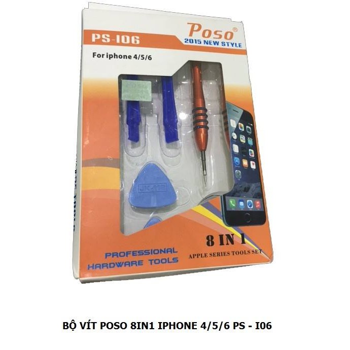 Bộ vít mở iphone 4/5/6 Poso PS-106 (Đen) POSO PSI06