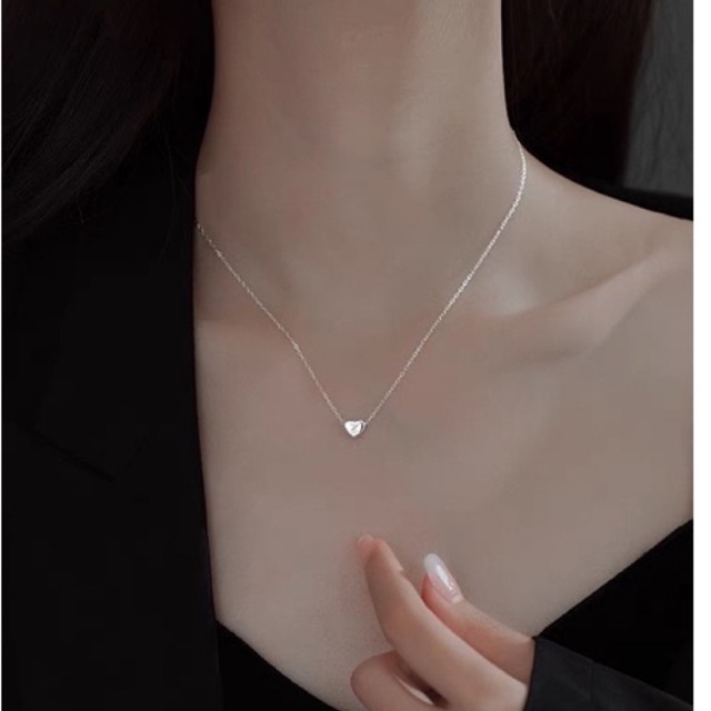 Dây chuyền trái tim bạc thật DaLiA Jewelry vòng cổ bạc 925 hình trái tim trơn phồng xinh trẻ trung