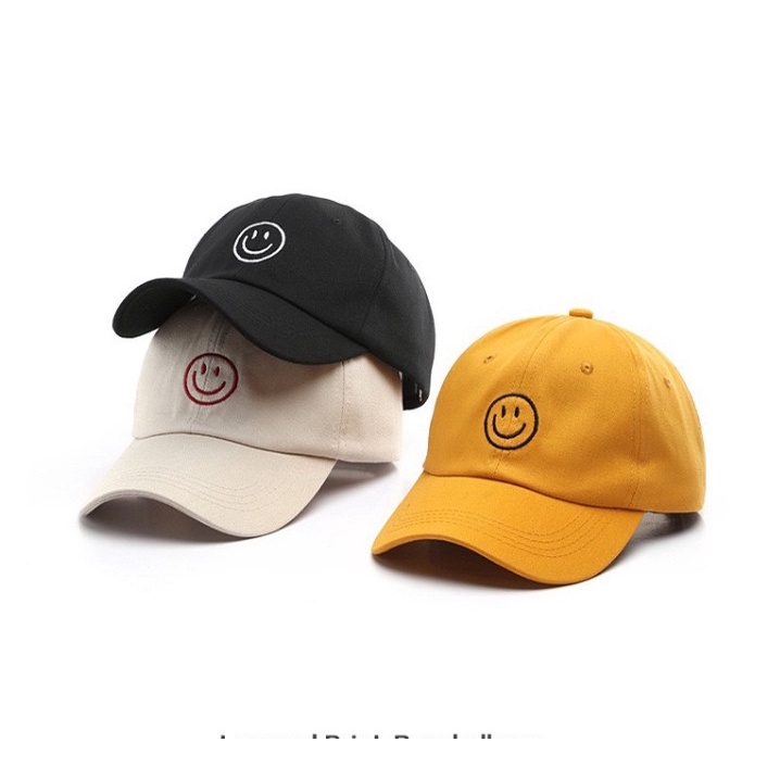 Nón kết nam nữ form unisex phong cách Hàn Quốc năng động chất cotton icon mặt cười, có ảnh chi tiết của sản phẩm