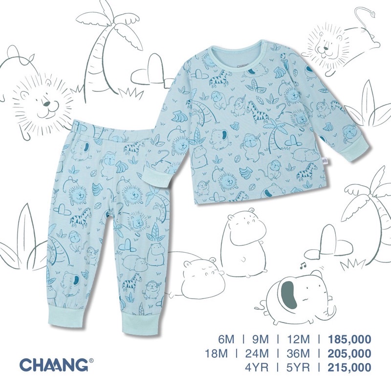 Bộ dài tay cài vai Jungle Chaang chất liệu bamboo chính hãng cho bé [6-5y]