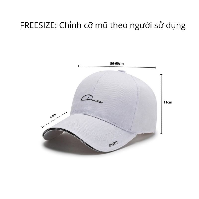 Mũ lưỡi trai Đen cá tính Trắng trẻ trung phong cách unisex Nón kết cotton nam nữ thời trang