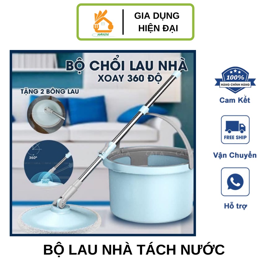 Bộ Lau Nhà Thông Minh HIKARI HR-365F Xoay 360 Độ, Tự Động Tách Nước Bẩn - Cây Lau Nhà Thông Minh Cheff &amp; Cheff