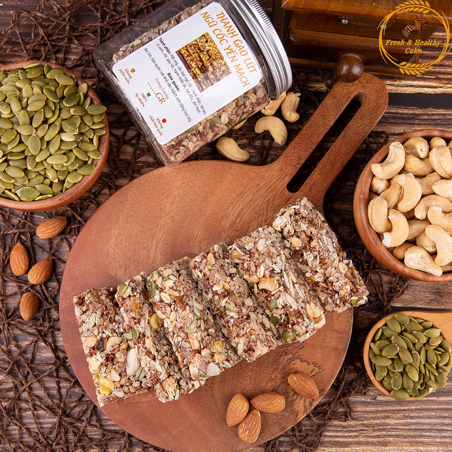 Thanh Gạo Lứt Ngũ Cốc Yến Mạch Healthy, ăn kiêng, giảm cân, đầy đủ chất dinh dưỡng, Nhà Fresh heallthy cake