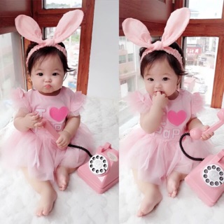 Váy công chúa cánh tiên I love papa/ mama đầy tháng/ thôi nôi cho bé gái